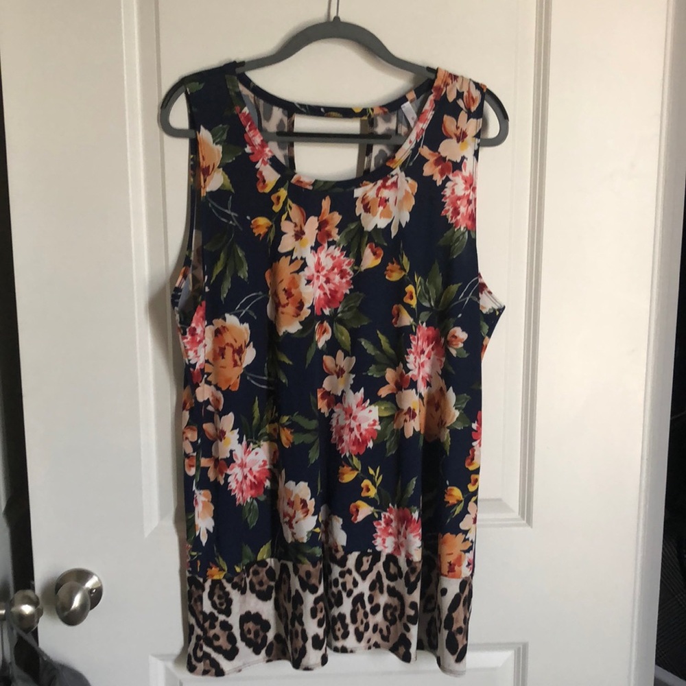 Watermelon boutique brand floral/leopard tank